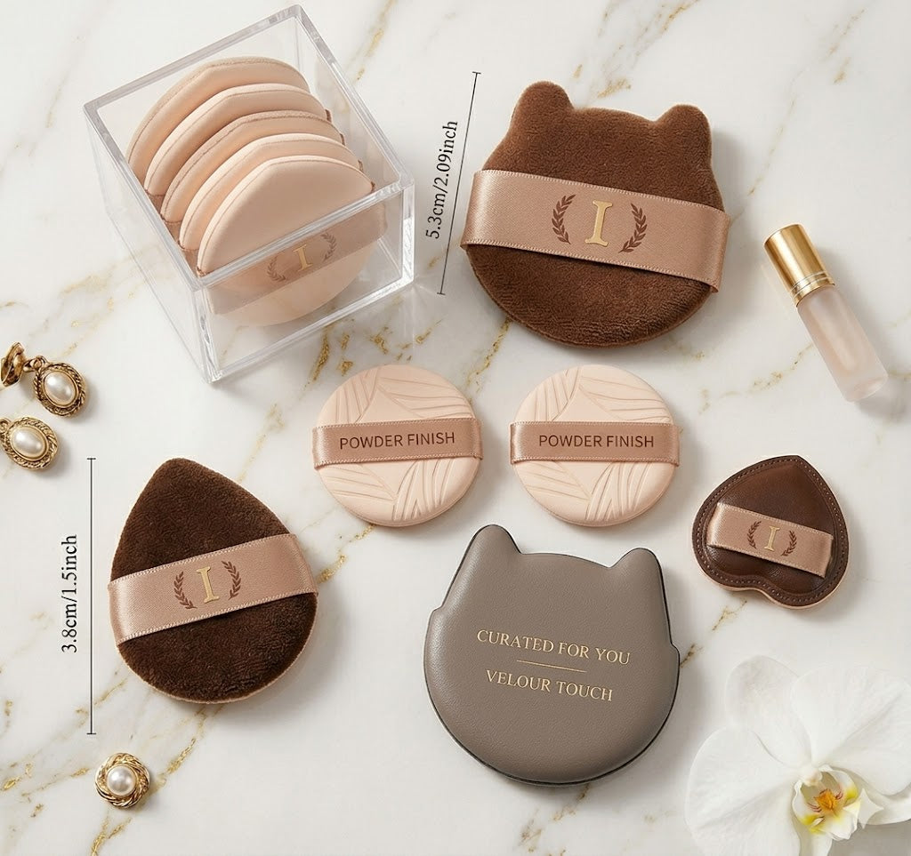 Pro Fingertip Makeup Puff 5/6PCS Box Set - Ultra Soft Flocking Foundation Sponges - Mini Capybara Beauty Blenders for Under-Eye & Nose Detailing