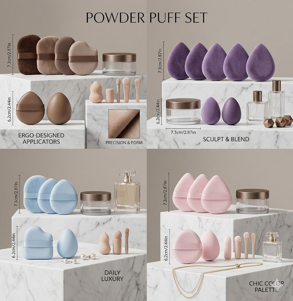 15-Piece Beauty Blender & Powder Puff Bundle - Ultra Soft Cosmetic Sponges for Liquid, Cream & Powder - Includes Mini Detailers & Fan-Shaped Applicators