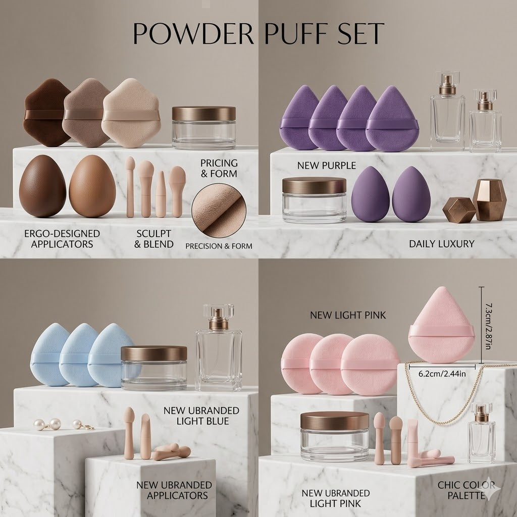 15-Piece Beauty Blender & Powder Puff Bundle - Ultra Soft Cosmetic Sponges for Liquid, Cream & Powder - Includes Mini Detailers & Fan-Shaped Applicators