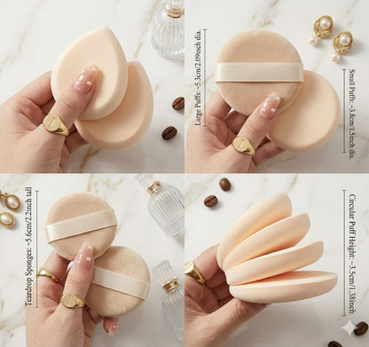 Dual-Use Cosmetic Powder Puff Set - Soft Makeup Sponge for Foundation & Cushion - Wet & Dry Professional Beauty Blender for Liquid, Cream & Powder
