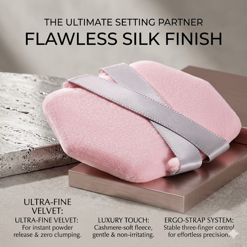 Premium Velvety Powder Puff – Specialized Dry Use Makeup Setting Sponge – Large Soft-Focus Face Applicator for Flawless Powder & Highlighter
