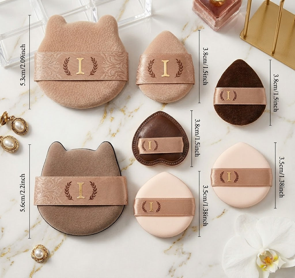 Pro Fingertip Makeup Puff 5/6PCS Box Set - Ultra Soft Flocking Foundation Sponges - Mini Capybara Beauty Blenders for Under-Eye & Nose Detailing