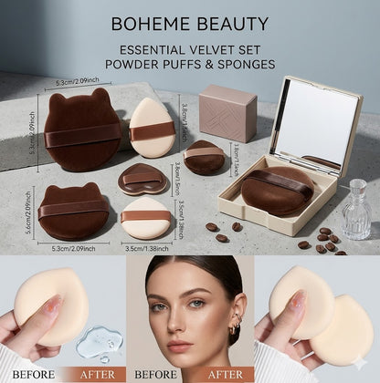 Seamless Air Cushion Powder Puff (5 Count) - Velvety Soft Makeup Applicator for Liquid & Powder - Professional Zero-Waste Foundation Blender for Smooth Finish