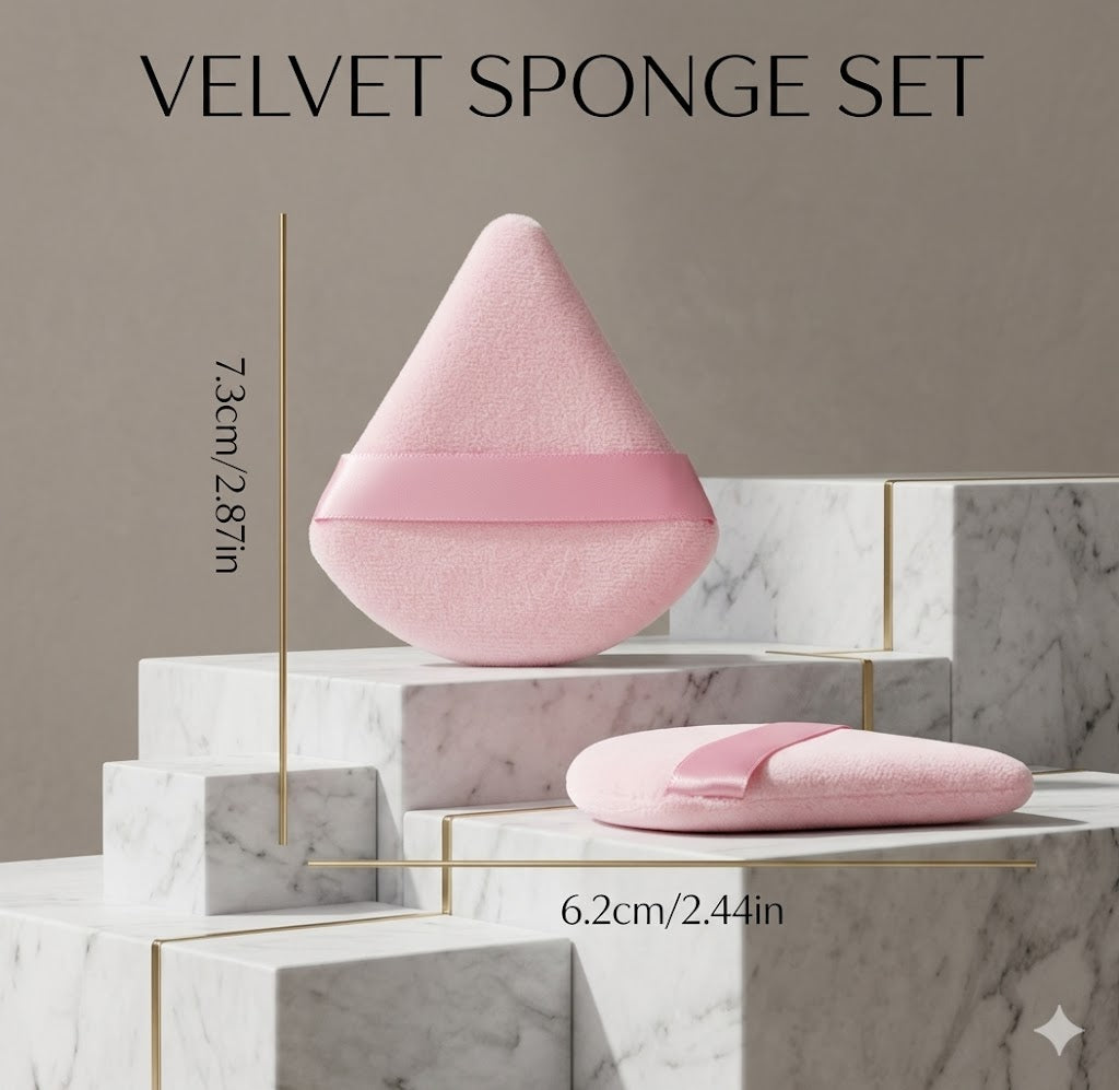 Triangle Powder Puff for Face - Soft Velvet Makeup Sponge for Loose Powder & Foundation - Dry/Wet Setting Puff for Under Eye (Pack of X)